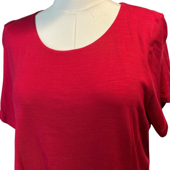 J. Jill Sangria Red Knit Layered Button Down Back Dress Size M Flowy Pockets - Picture 3 of 13